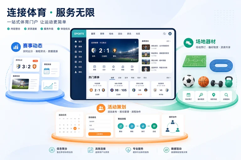 体育门户页面与赛事活动信息展示的概念图