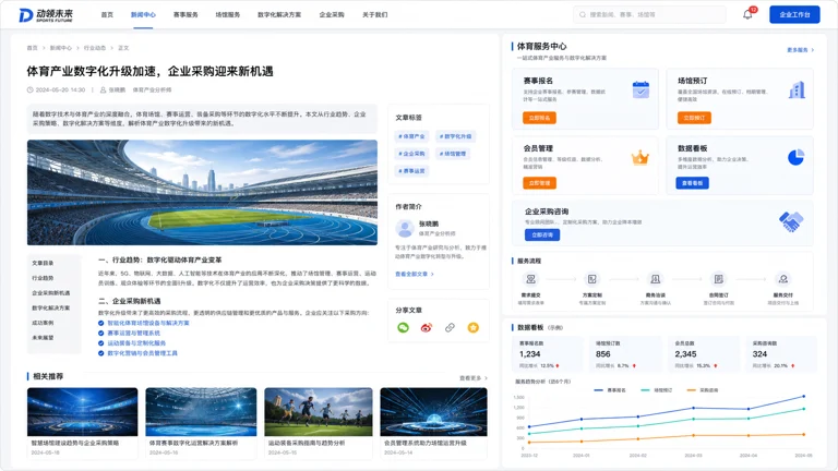 体育门户资讯页面与场地器材服务信息展示